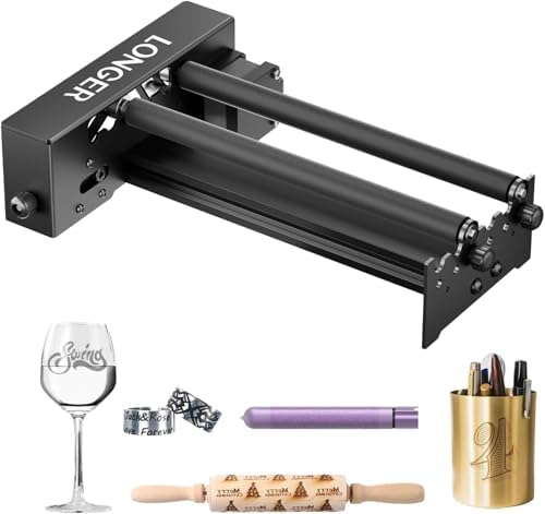 Longer Rotary Roller Series,Laser Engraver Rotary Roller, Y-axis Rotary Roller 360° Rotation for Laser Engraver Engraving Cylindrical Objects Tumblers Cans Cups Bottles, Adjustable Diameters 6-200mm