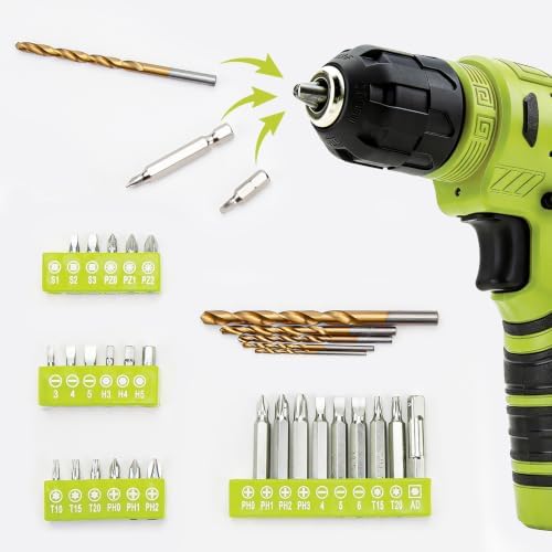 CARTMAN 150PCS 8V Cordless Drill Hand Tool Set, Green Household Repair Kit