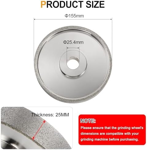 HARFINGTON Diamond Lapidary Wheel 6 Inch x 1 Inch Arbor Hole 60 Grit Grinding Wheels for Stone, Marble, Glass, Ceramics, Crystal, Carbide, Steel