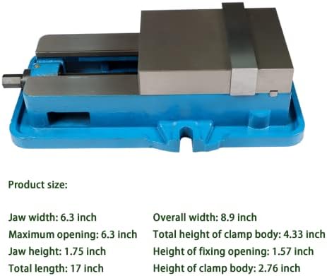 6 Inch Mill Vise without Base, Milling Machine Vise, Fit for CNC, Machining Centers