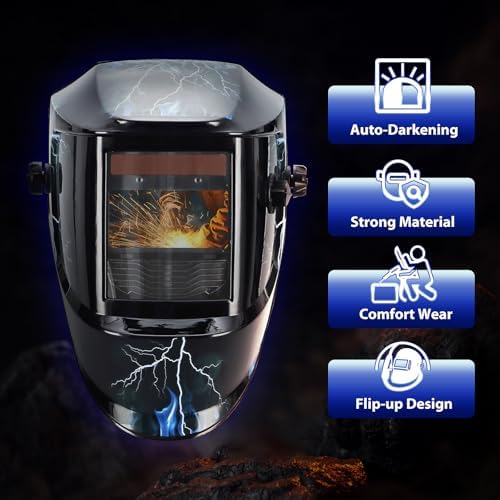 Solar Battery Powered 3.94''X1.93'' Large View Wide Shade 4/9-13 for TIG MIG ARC Cool Welder Mask Hood Helmet