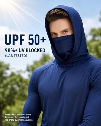 3/6 Packs Mens Sun Protection Fishing Hoodie with Face Mask