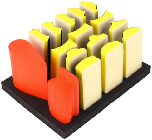 16PCS Hand Sanding Block Set, Interchangeable Assorted Contoured Profile Self Adhesive Groove Curved Surface Polishing Block for Woodworking Wall GrindingSanding Pad Kit