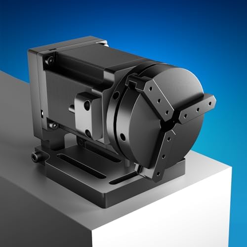 OMTech Rotary Axis Attachment for Fiber Laser Engravers, 70mm Rotating Shaft with 3 Jaw Rotary Chuck Stepper Motor, Laser Marking Machine Rotary Tool Accessory Kit for Ring Bracelet Bottle More