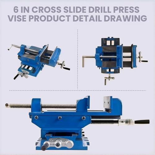 6" Jaw Width Cross Slide Drill Press Vise Heavy Duty Cast Iron 2 Way X-Y Axis Bench Milling Vise with Adjustable Tightness Track 6 Inch Max Opening Workholding Device for Workshop DIY