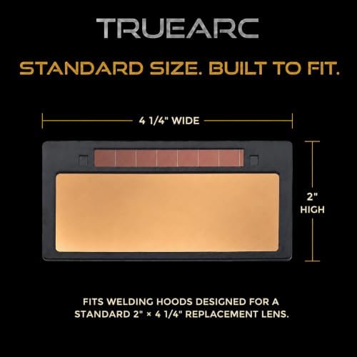 Gold Auto-Darkening Welding Lens, Shade 9, 2" x 4 1/4", Solar-Powered True Color Filter for Welding Hoods