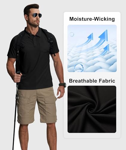 ZITY 5 Pack Polo Shirts for Men with Pocket Dry Quickly Short Sleeve Athletic Outdoor Work Collared Shirts