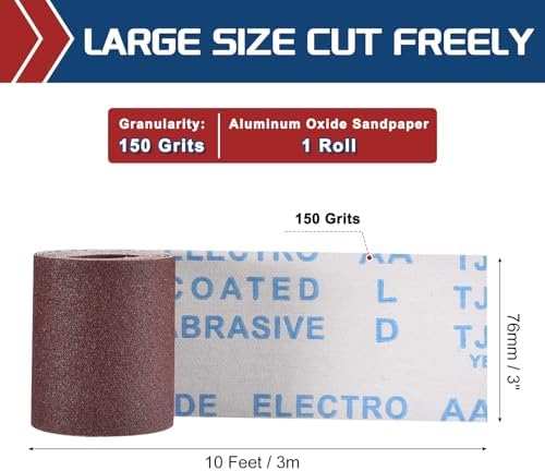 Sandpaper Roll 3Inch 10FT 150Grit Aluminum Oxide Emery Cloth Roll