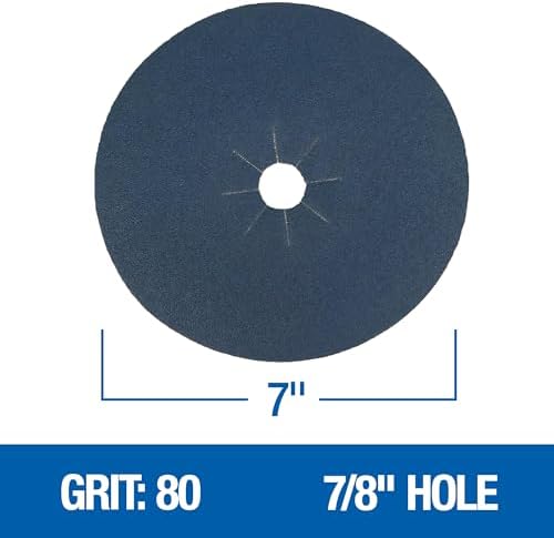 Mercer Industries 410080 Zirconia Cloth Floor Sanding Edger Discs, 7" x 7/8" Hole, Grit 80X (25 pack)