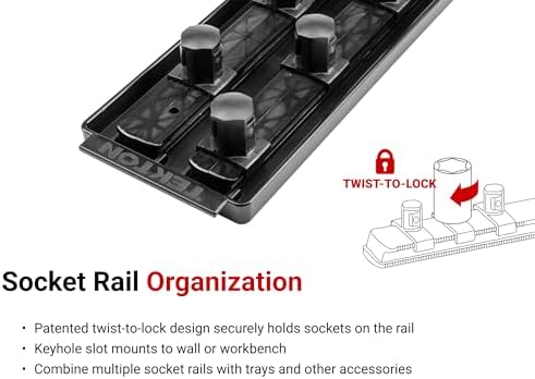 TEKTON 3/4 Inch Drive Impact Socket Set, 8-Piece | SID93104 | (2-1/16 - 2-1/2 in.), Shallow, 6-Point, Socket Rail