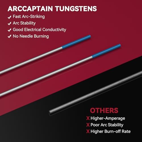 ARCCAPTAIN TIG Welding Tungsten Electrode 10-Pack 0.04" x 7" (Blue)
