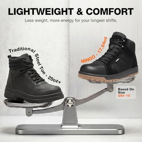 NINGO Composite Toe Work Shoes for Men, Lightweight Composite Toe Boots