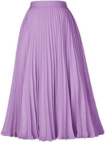 GRACE KARIN Pleated Midi Skirt for Women Chiffon A-Line Outfits