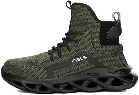 XUNRUO Work Safety Boots for Men and Women Steel Toe Lightweight Breathable Pull on Construction Boots