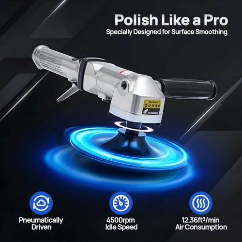7-Inch Pneumatic Air Angle Sander Polishing Machine,4000 Rpm High Speed Air Angle Floor Stones Grinder,Lightweight Press-Type Pneumatic Polisher Sanding Tool for Polishing Car,Furniture,Stone
