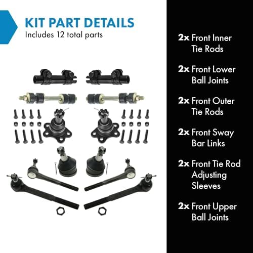 TRQ Front Steering & Suspension Kit Ball Joint Sway Bar Stabilizer Link Tie