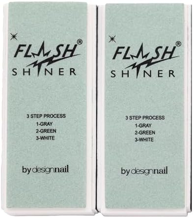 Flash Shiner® Block – 3-Way Nail Buffer – Professional Nail Buffer for Natural Shine – Smooths, Conditions & Polishes – Manicure Tool for Home or Salon Use (Pack of 2)