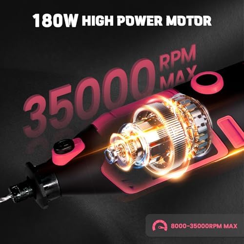 180W Corded Rotary Tool Kit, 8000-35000 RPM 61 Accessories for DIY