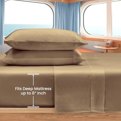 JS Sanders Collection 4PC Boat Sheet Set Universal V Berth, Taupe