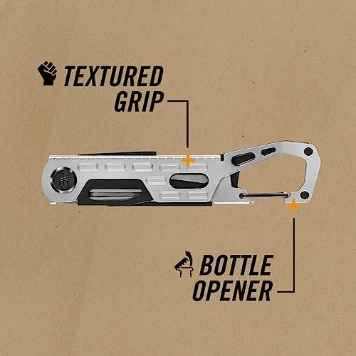 Gerber Gear Stake Out 11-in-1 Multi-tool - 2.2" Plain Edge Blade, Tent Stake Puller, Carabiner Carry - EDC Gear and Equipment - Graphite