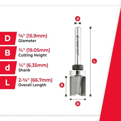 Amana Tool - 45470 Carbide Tipped Straight Plunge 5/8 Dia x 3/4 x 1/4" Shank with Uppe