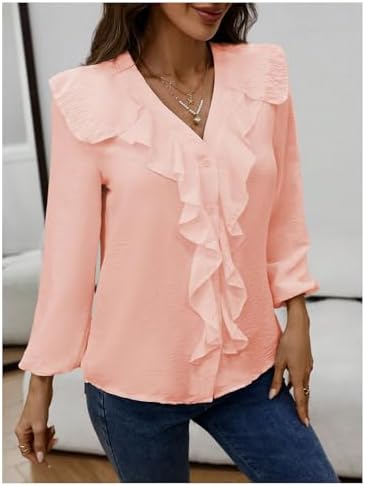 GORGLITTER Women's Ruffled Top Blouses Dressy Business Casual Outfits