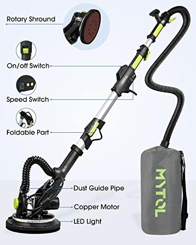MYTOL 7.2A Drywall Sander with Vacuum, LED, 6-Speed