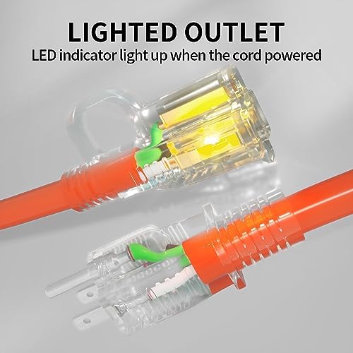 POWGRN 25 FT 12/3 Outdoor Extension Cord Waterproof Heavy Duty Power Cord