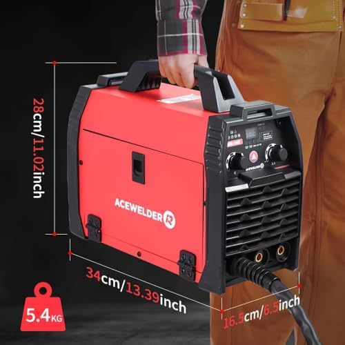 ACEWELDER 140A Gasless Flux Core MIG Welder/Lift TIG/Stick 3 in 1 Welding Machine 110V Portable IGBT Inverter Synergy Welder Machine (MIG140)