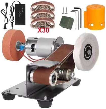 Multifunctional Mini Belt Sander, Electric Knife Sharpener with 7 Adjustable Speeds, 15 Degree Angle for Kitchen Knives, Wood, Plastic, and Crafts - Polisher with Dual Direction Rotation & Accessories