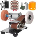 Multifunctional Mini Belt Sander, Electric Knife Sharpener with 7 Adjustable Speeds, 15 Degree Angle for Kitchen Knives, Wood, Plastic, and Crafts - Polisher with Dual Direction Rotation & Accessories