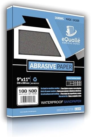 800 Grit Sandpaper Sheets 9 x 11 in Silicon Carbide, Pack of 100 for Ultra Fine Wet Dry Auto Paint Prep, Metal Plastic Wood Finishing, Primer Smoothing, Furniture, Detail Sanding Repair