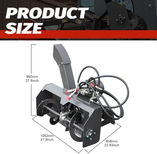 Skid Steer Snow Blower Attachment, Skid Steer Loader Snow Thrower Accessories, Directional Snow Chute, USA Stock, Mount: Length: 23.1in, Height:8.54in, Pin Distance:14.17in