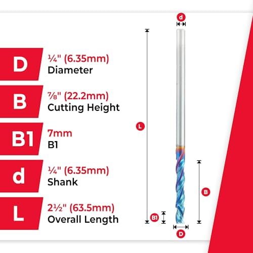 Amana Tool Spektra Extreme Tool Life Solid Carbide CNC Compression Spiral Router Bit, 46017-K, 1/4 D x 7/8 CH x 1/4 Shank x 2-1/2 Inch Long 3 Flute