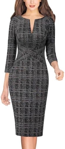 VFSHOW Womens Work Business Office Zipper Up Slim Bodycon Sheath Dress