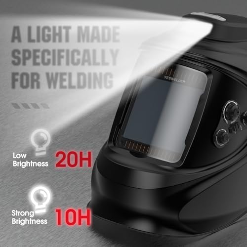 YESWELDER Welding Helmet with Rechargeable Fan and Work Light