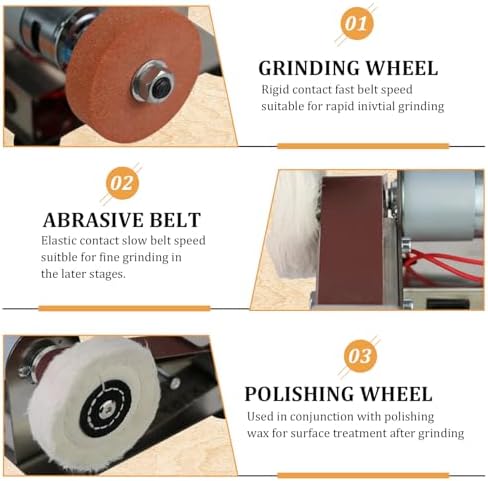 Mini Belt Sander Electric Bench Grinder Sanding Machine 7 Adjustable Speed Grinder Polisher 15 Degree Knife Knife Sharpener for DIY Woodworking,Metal Working,Knife Making,jewelry Making