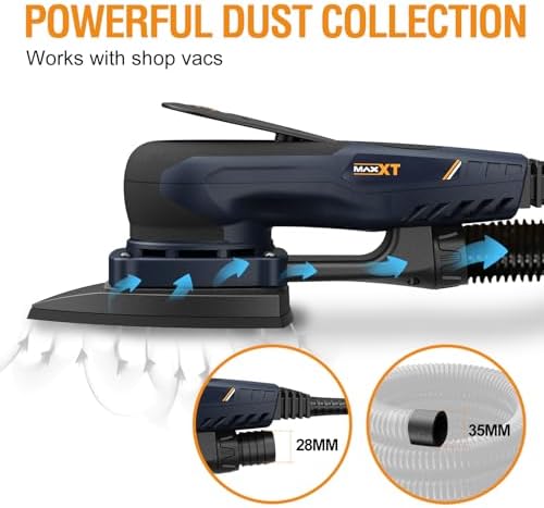 MAXXT Brushless 2-in-1 Detail Sander and Sheet Sander Set, 350W 3mm Electric Orbital Sander with Replaceable Backing Plates, Variable Speed Compact Mouse Sanders for Woodworking with 20 Sanding Papers