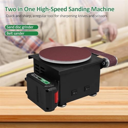 Grinder， 6000WA Lithium Battery Dual-Purpose Electric Miniature Grinding And Polishing Machine, 6-Inch Sand Disc Grinder+Belt Sander, with 10 Abrasive Belts +10 Discs of Sandpaper Suitable for DIY Gri