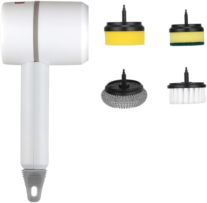 ScrubNinja Electric Spin Scrubber,Cordless Household Cleaning Brush with 4 Replaceable Heads (Four Brush Head Single Accessories)