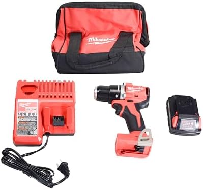 For Milwaukee 3601-21P 18V Lithium-Ion Brushless Cordless 1/2" Compact Drill/Driver Kit with 2.0 Ah Battery, Charger and Tool Bag