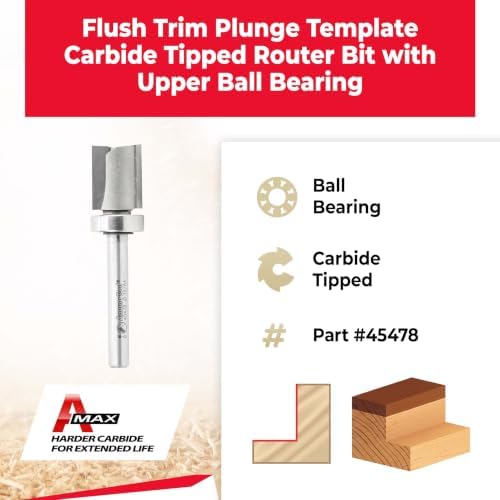 Amana Tool - 45478 Carbide Tipped Straight Plunge .615 Dia x 3/4 x 1/4" Shank with Upp