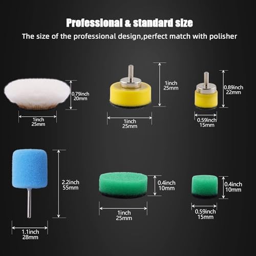 SPTA M14 Thread Flexible Shaft, Mini Detail Polisher Universal Rotary Grinding Tool 30-Piece Polishing Pad Sponge Polishing Pad for Rotary Tools/Polishers, Drill for Metal Aluminium