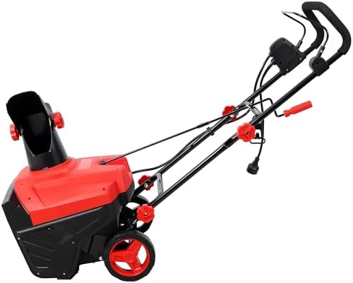 20 Inch Electric Snow Blower with Wheels, Corded Electric Snowblower with Dual LED Lights for Patio Driveway Walkways, 15-Amp Snow Thrower Lightweight with 30 FT Throwing Distance (Red)