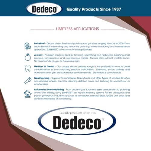 Dedeco Sunburst Radial Bristle Discs 12-Pack - 2" Curved - 3/8" Arbor - Red 220 Grit (Standard) - Aluminum Oxide for Polishing & Finishing