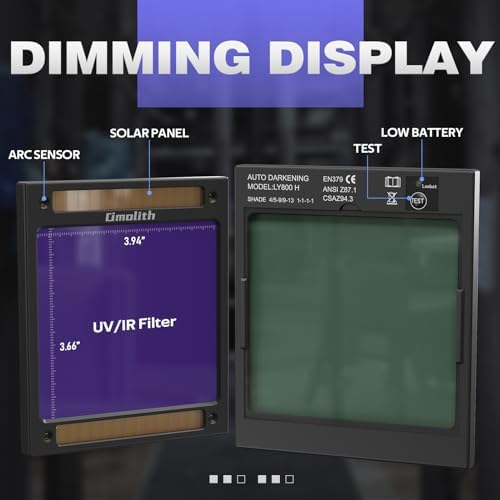 Auto-Darkening Welding Helmet, LED Light, Shade 4/5-9/9-13