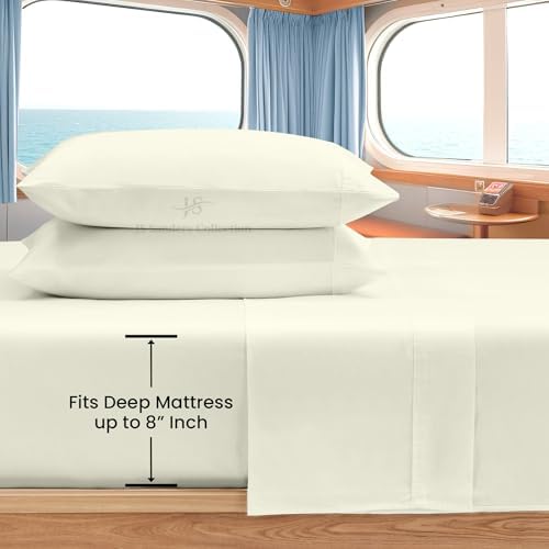 JS Sanders Collection 4PC Boat Sheet Set Universal V Berth, Ivory