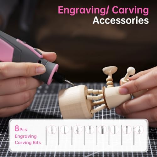 Katerk Cordless Rotary Tool Kit with 70Pcs Accessories for Women Men, Pink
