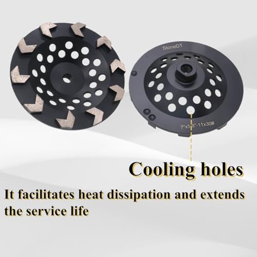High Performance Diamond Grinding Cup Wheel, 7’’ Aggressive Arrow Segment Grinding Wheel for Concrete Thin Epoxy Coating Removal, 5/8"-11 Arbor, 30/40 Grit, 10 Segments