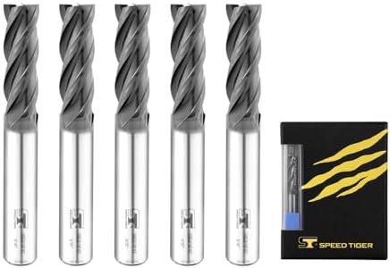 SPEED TIGER Micrograin Carbide Square End Mill - 4 Flute - ISE3/16 4T (5 Pieces, 3/16") - for Milling Alloy Steels, Hardened Steel, Metal & More – Mill Bits Sets for DIYers & Professionals